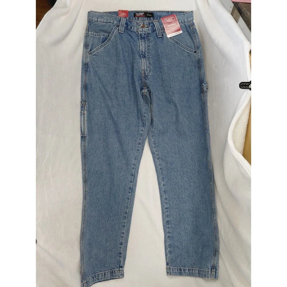 Levi Strauss Signature Relaxed Fit Utility Jeans Mens 32x30 NWT Stretch Denim